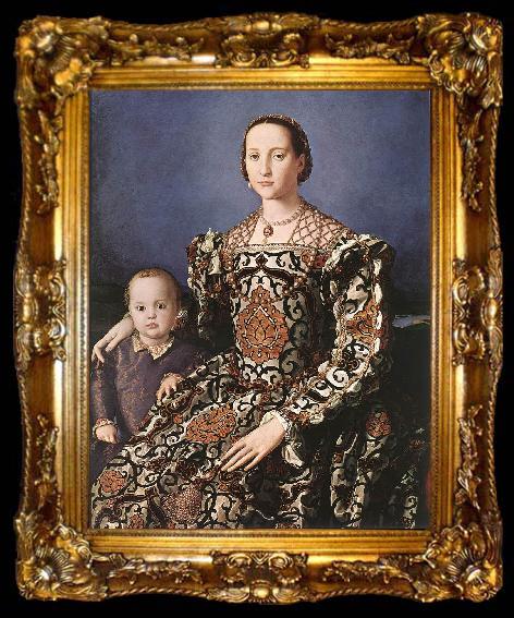 framed  BRONZINO, Agnolo Eleonora of Toledo with her son Giovanni de  Medici, ta009-2
